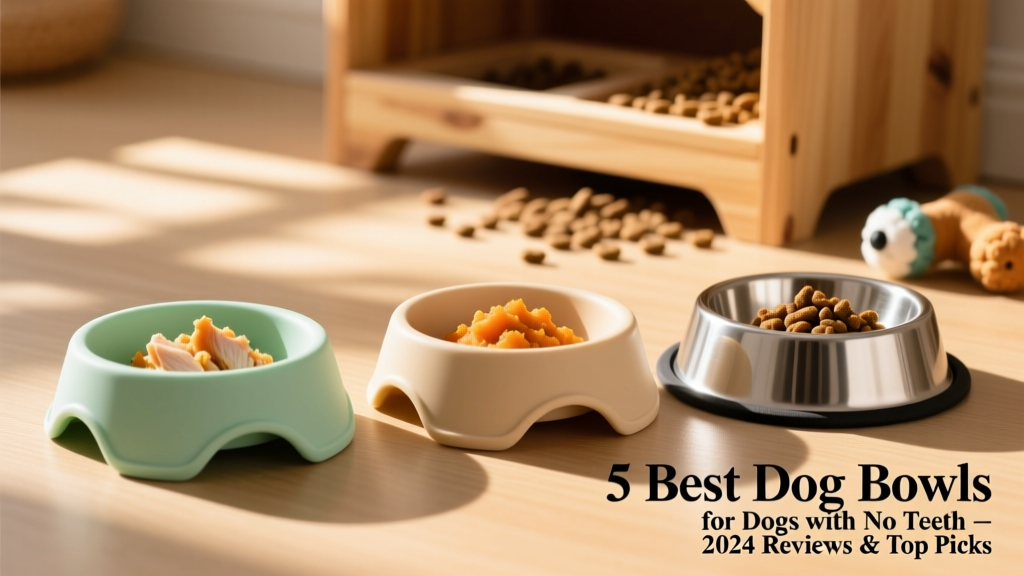 Side-by-side comparison of three shallow, non-slip dog bowls with smooth silicone or stainless steel surfaces