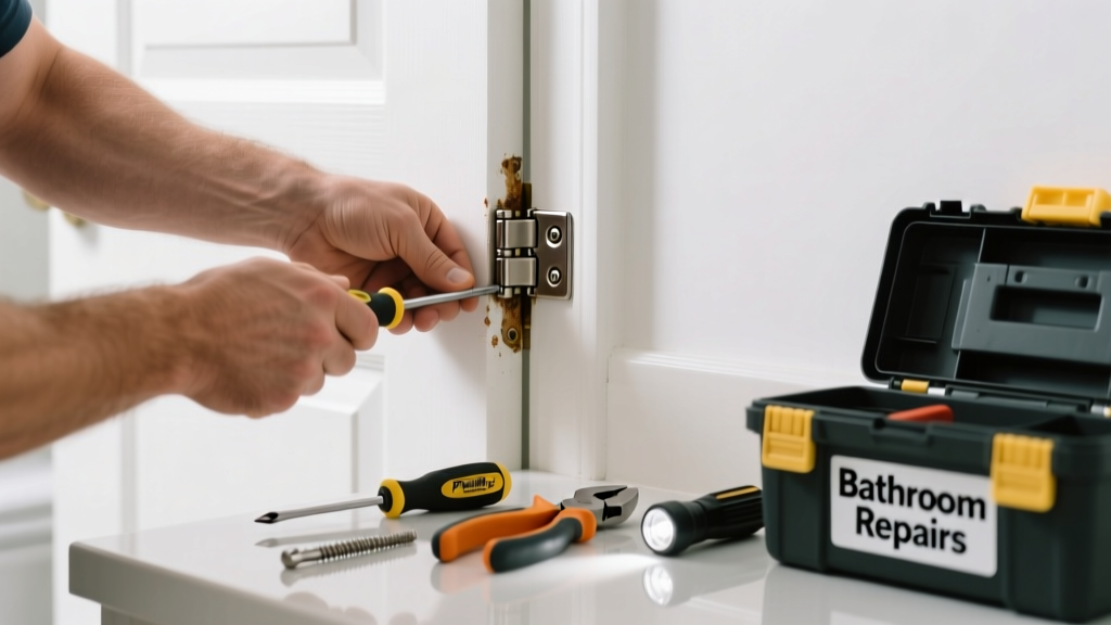 Fixing a Loose Door Hinge in the Bathroom