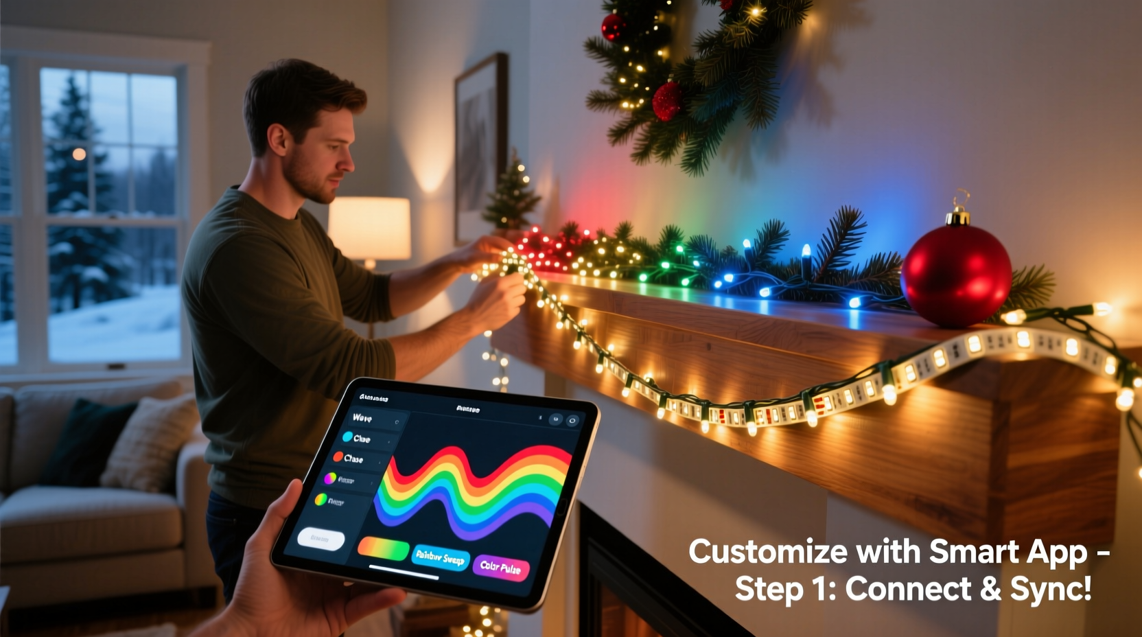 how to set up addressable rgb christmas lights for custom color patterns