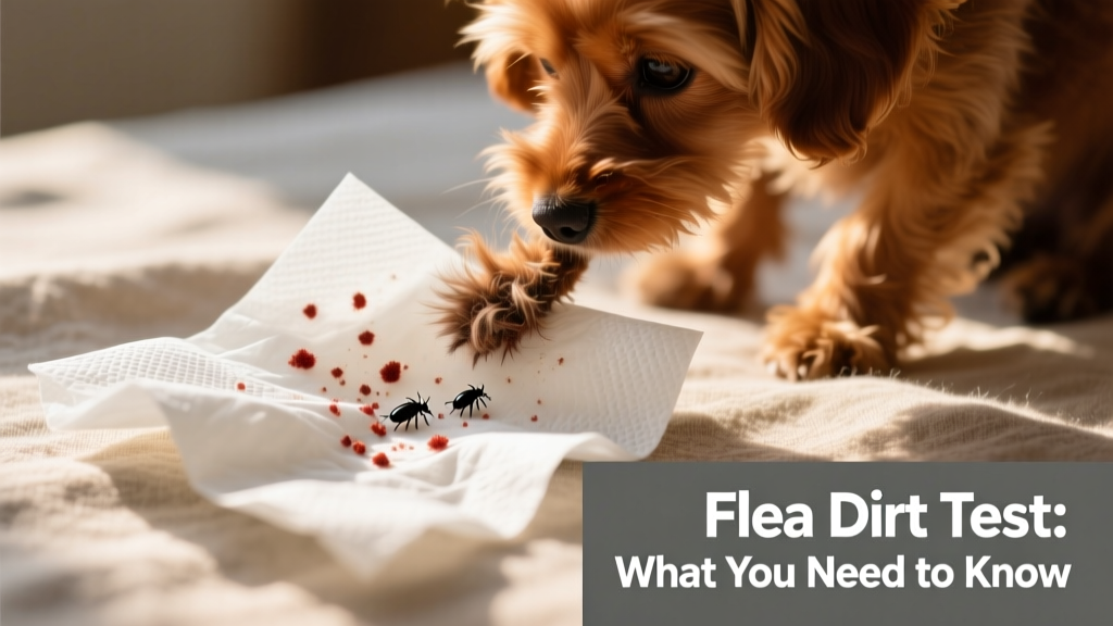 A white tissue with reddish-brown specks visible after rubbing it across a dog's fur, demonstrating how to identify flea dirt