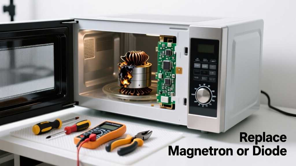 Microwave Smells Burning? Replace the Magnetron or Diode