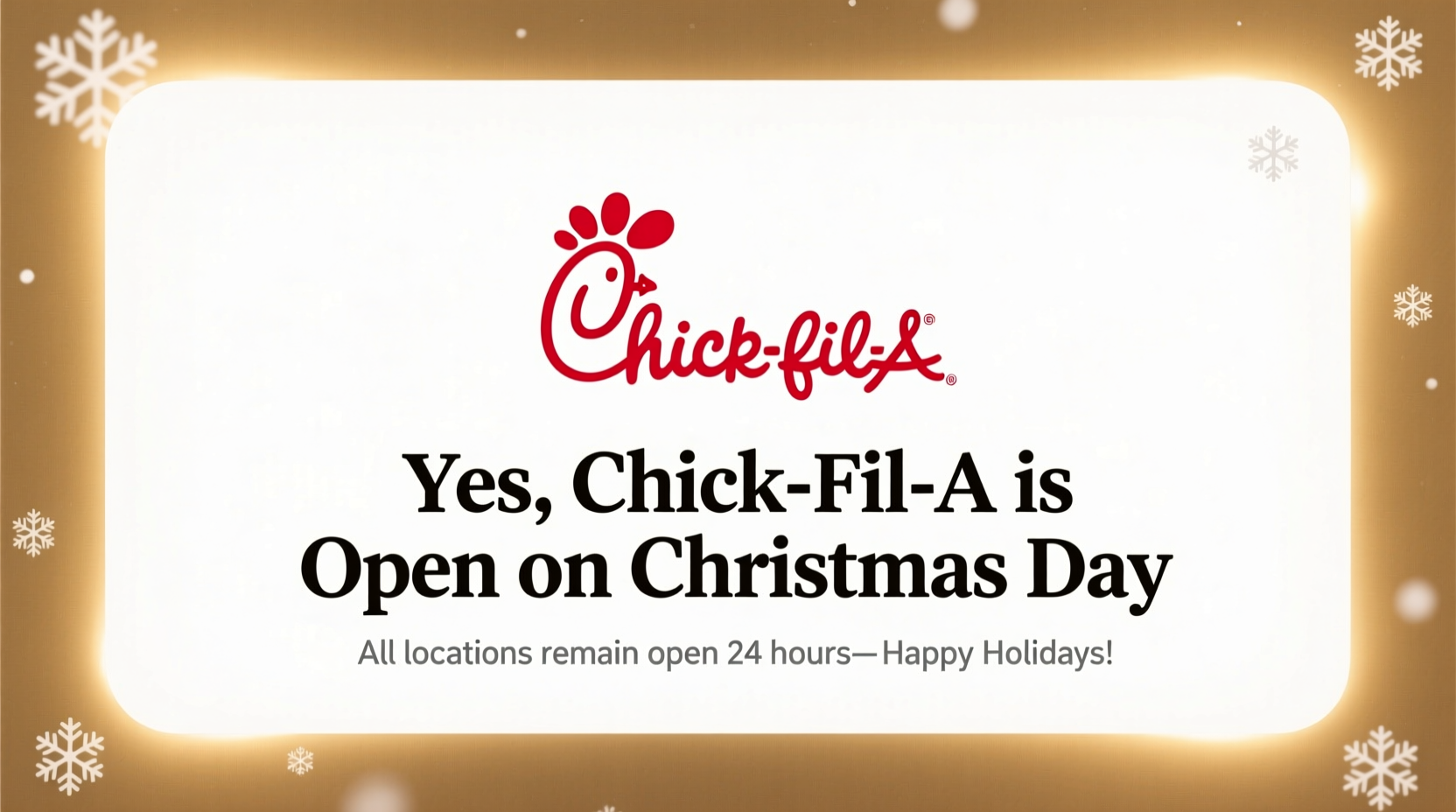 is chick fil a open christmas day