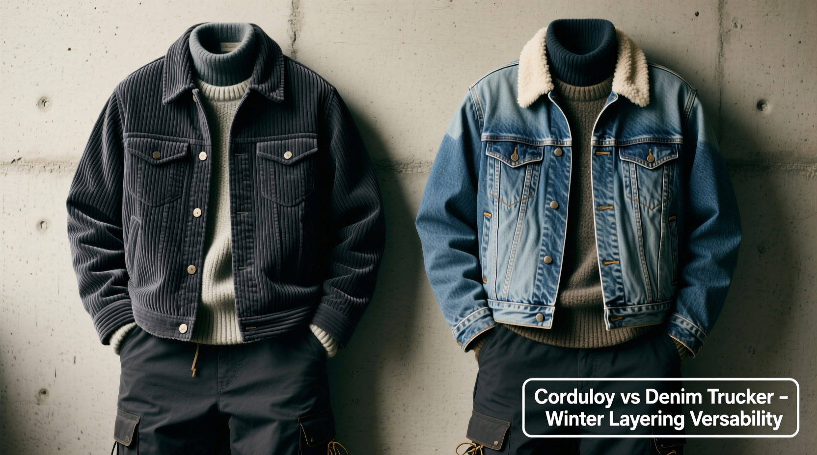 corduroy jacket vs denim trucker which adds more versatility to winter layers