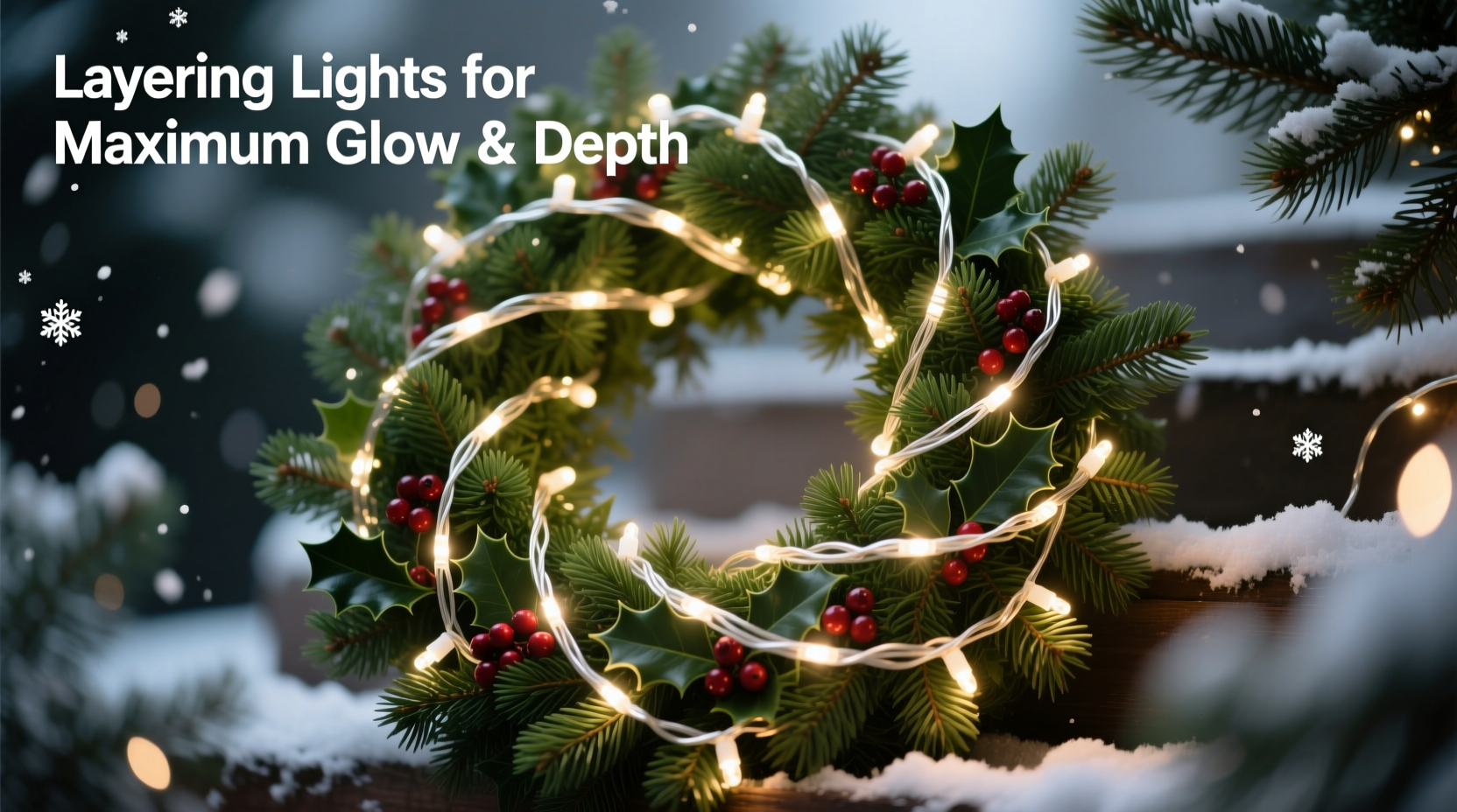 how to layer christmas lights on a wreath for maximum glow and depth