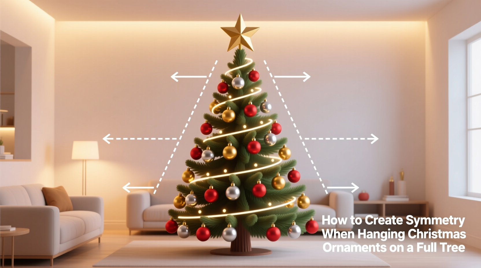 how to create symmetry when hanging christmas ornaments on a full tree