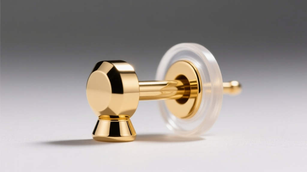Macro shot of a thick 14k gold earring post with a clear silicone O-ring backing, highlighting a seamless laser-welded joint