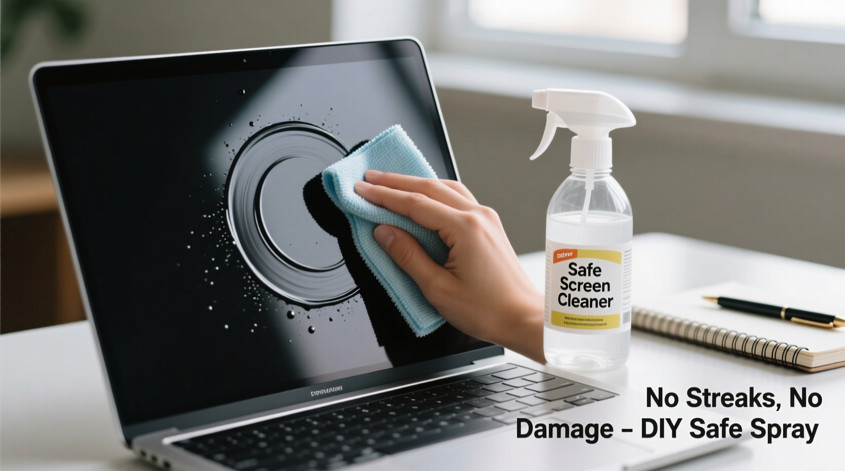 how to clean your laptop screen without streaks using safe diy spray