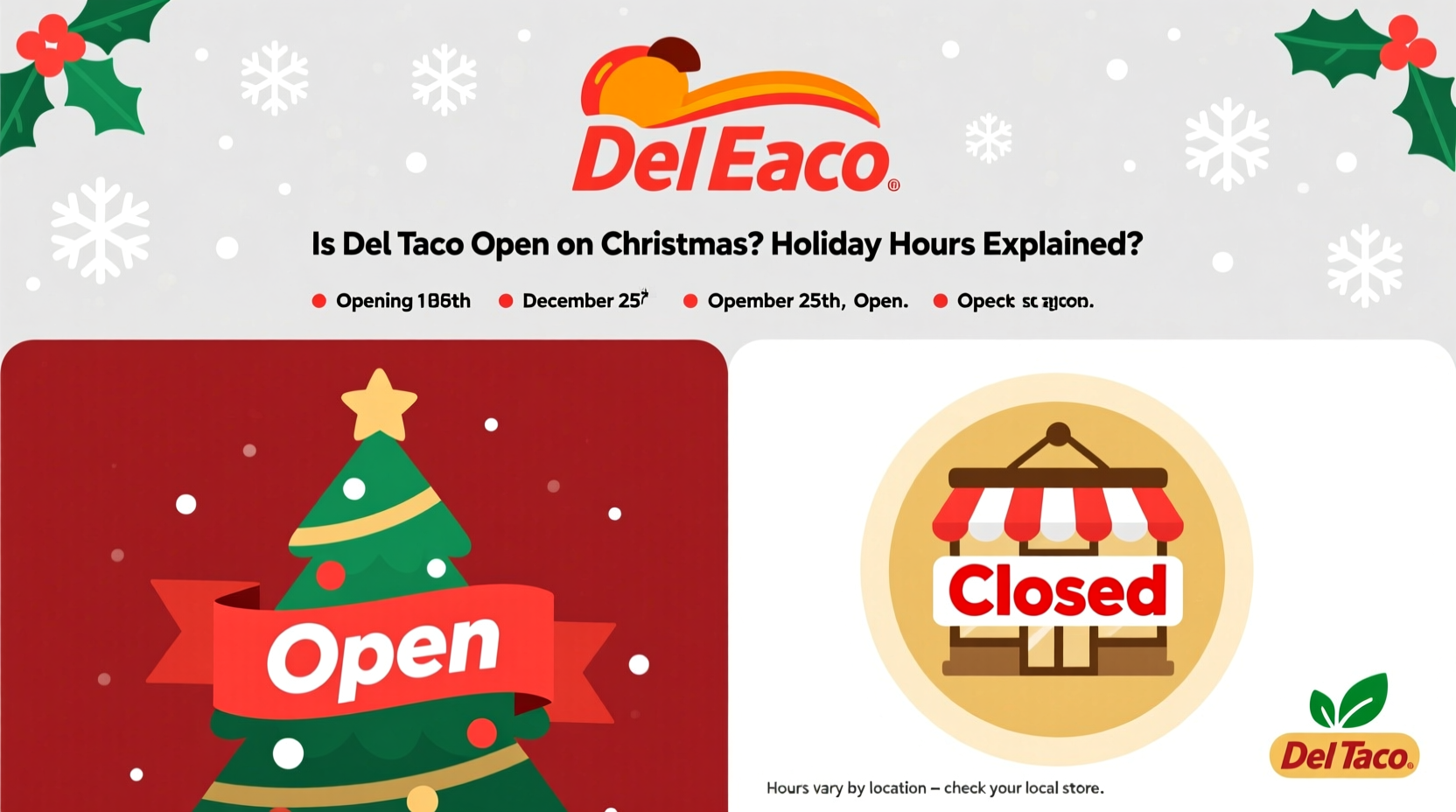 is del taco open on christmas