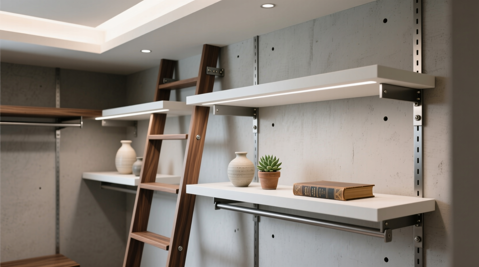 closet ladder shelves vs floating ledges