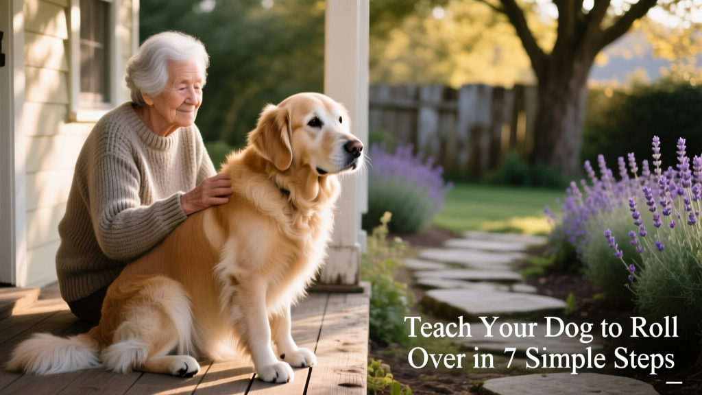 Senior dog sitting calmly beside their owner, looking relaxed and attentive—illustrating safe, low-impact training alternatives
