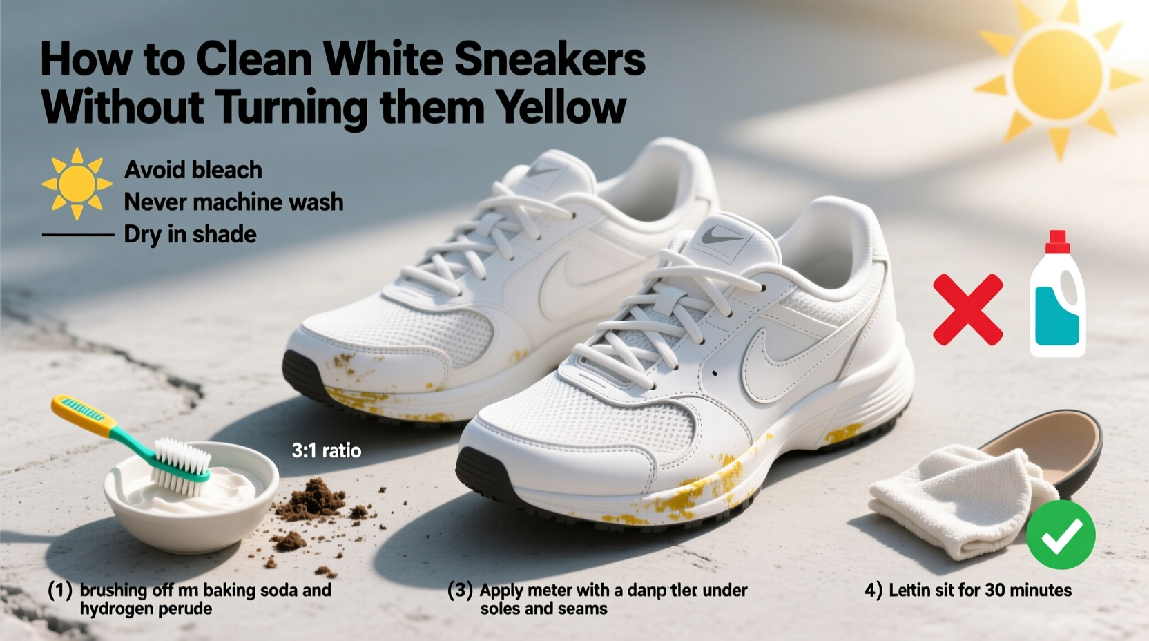 how to clean white sneakers without turning them yellow at home hacks