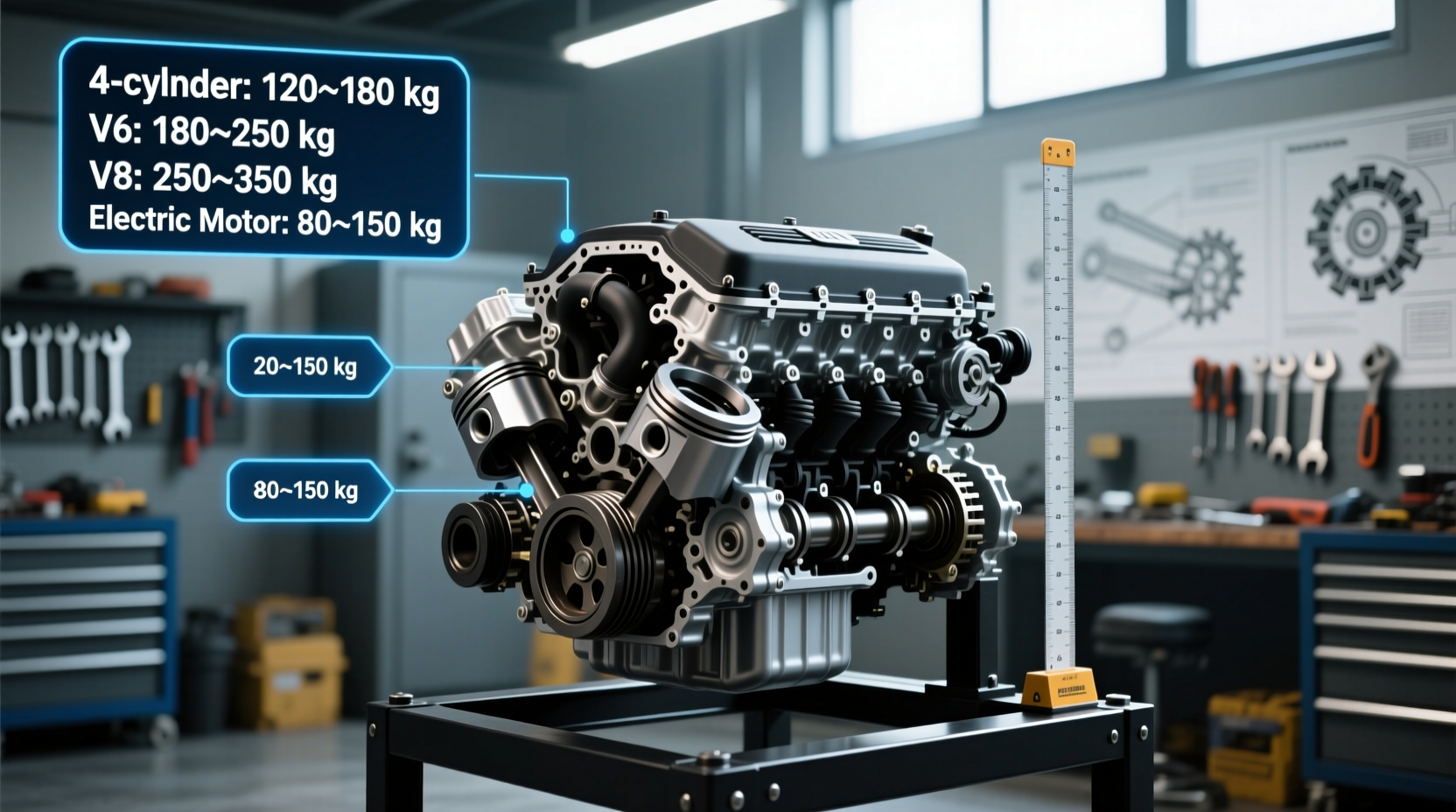 how much does car engine weigh
