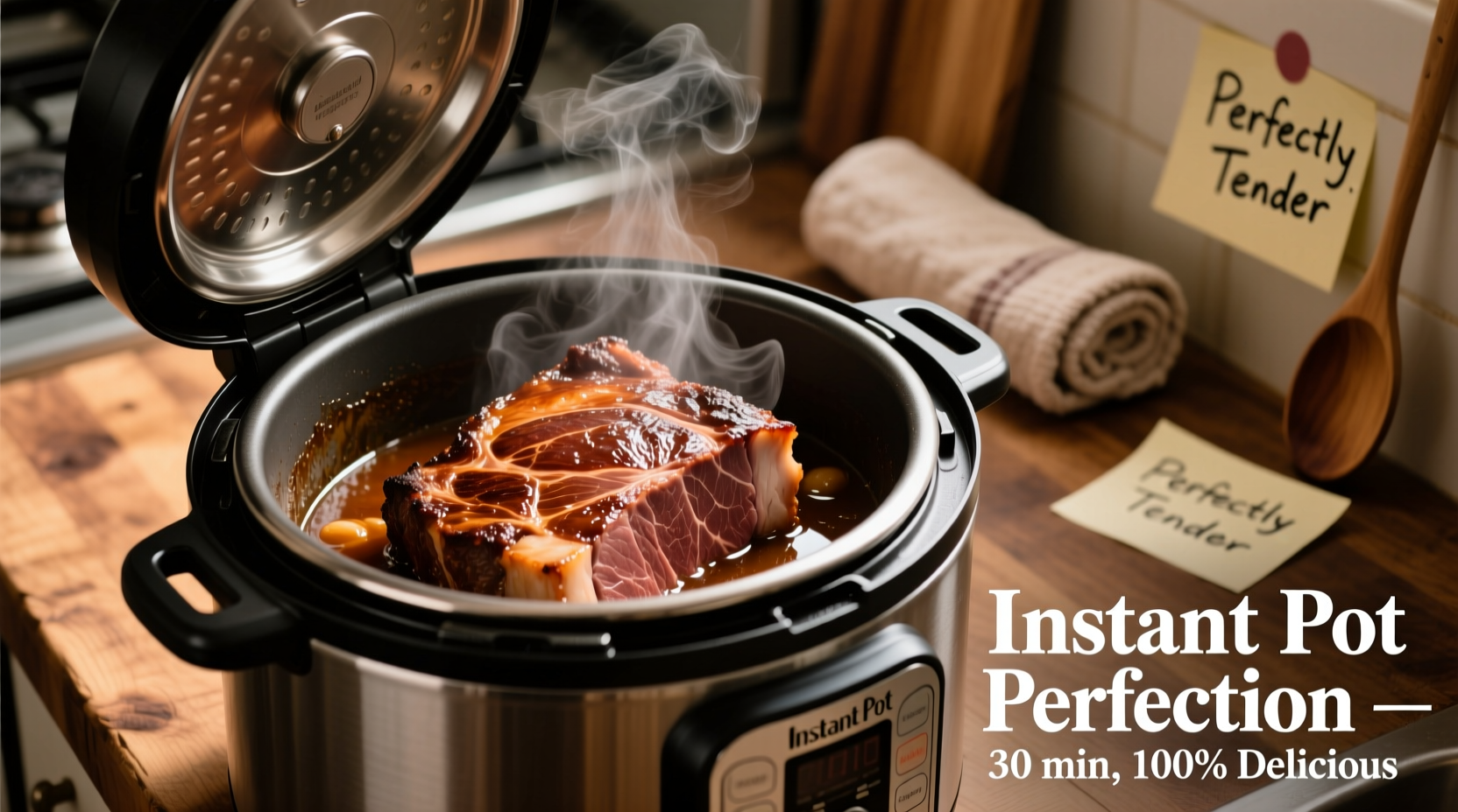 Perfectly cooked chuck roast in Instant Pot