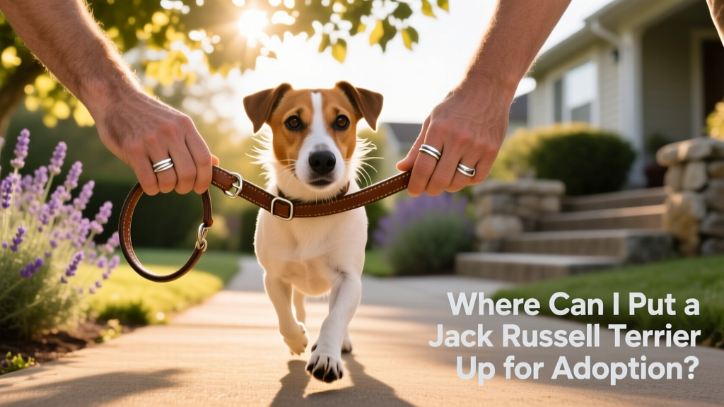 Two hands gently holding a leash as a Jack Russell Terrier walks confidently between them, symbolizing a smooth, trusting transition