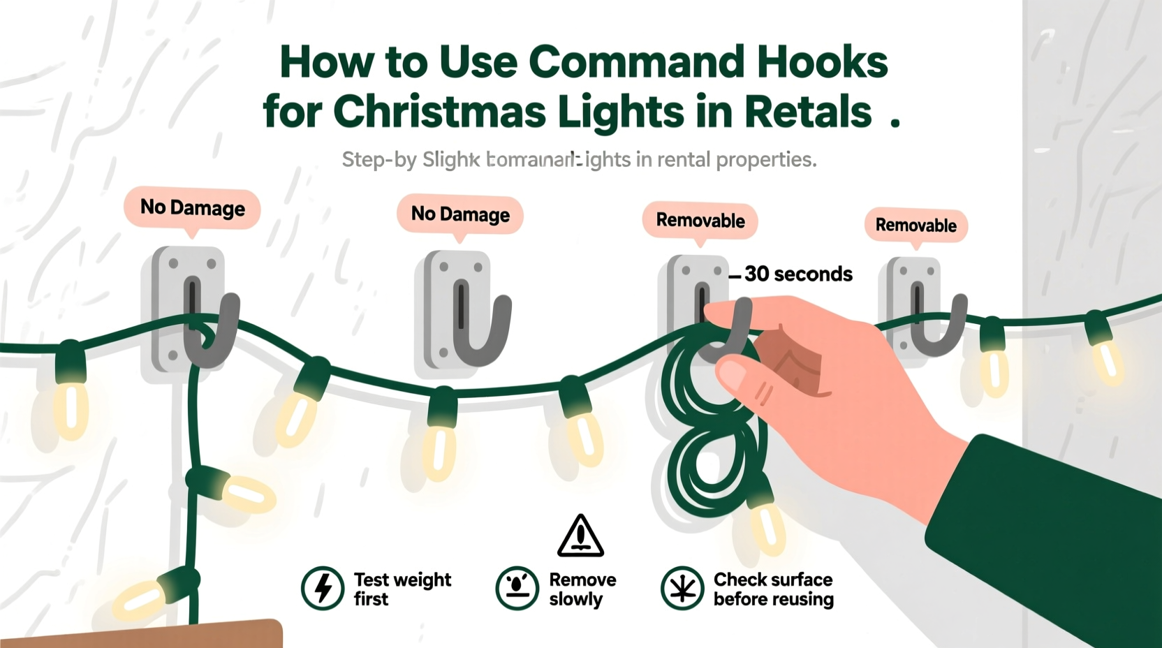 how to use command hooks for christmas lights on rental properties