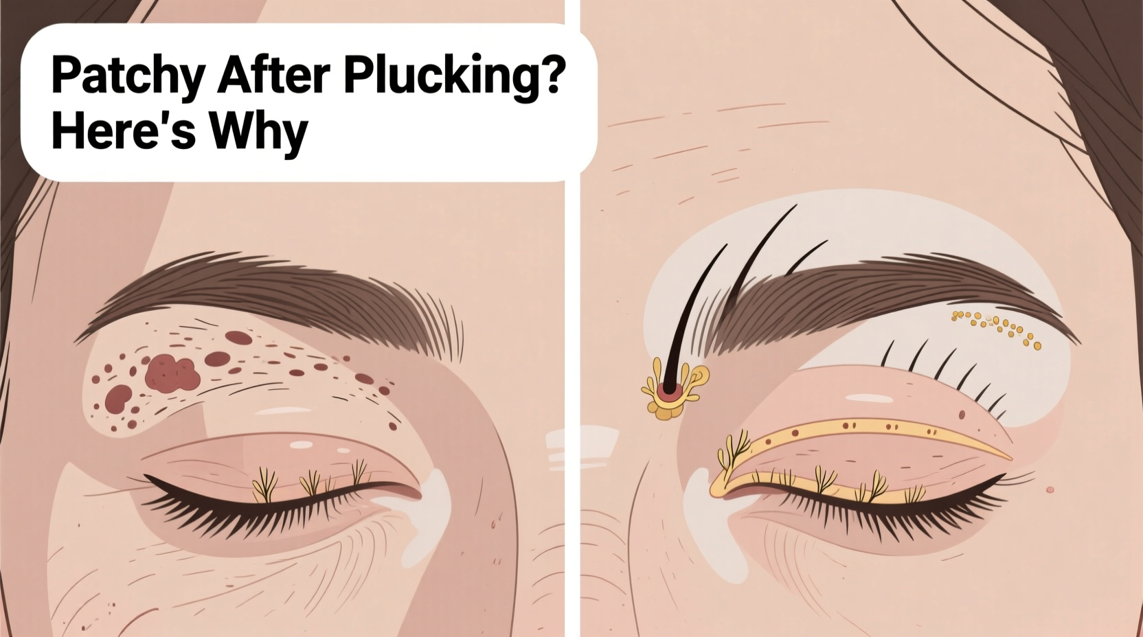 why do my eyebrows look patchy after plucking once