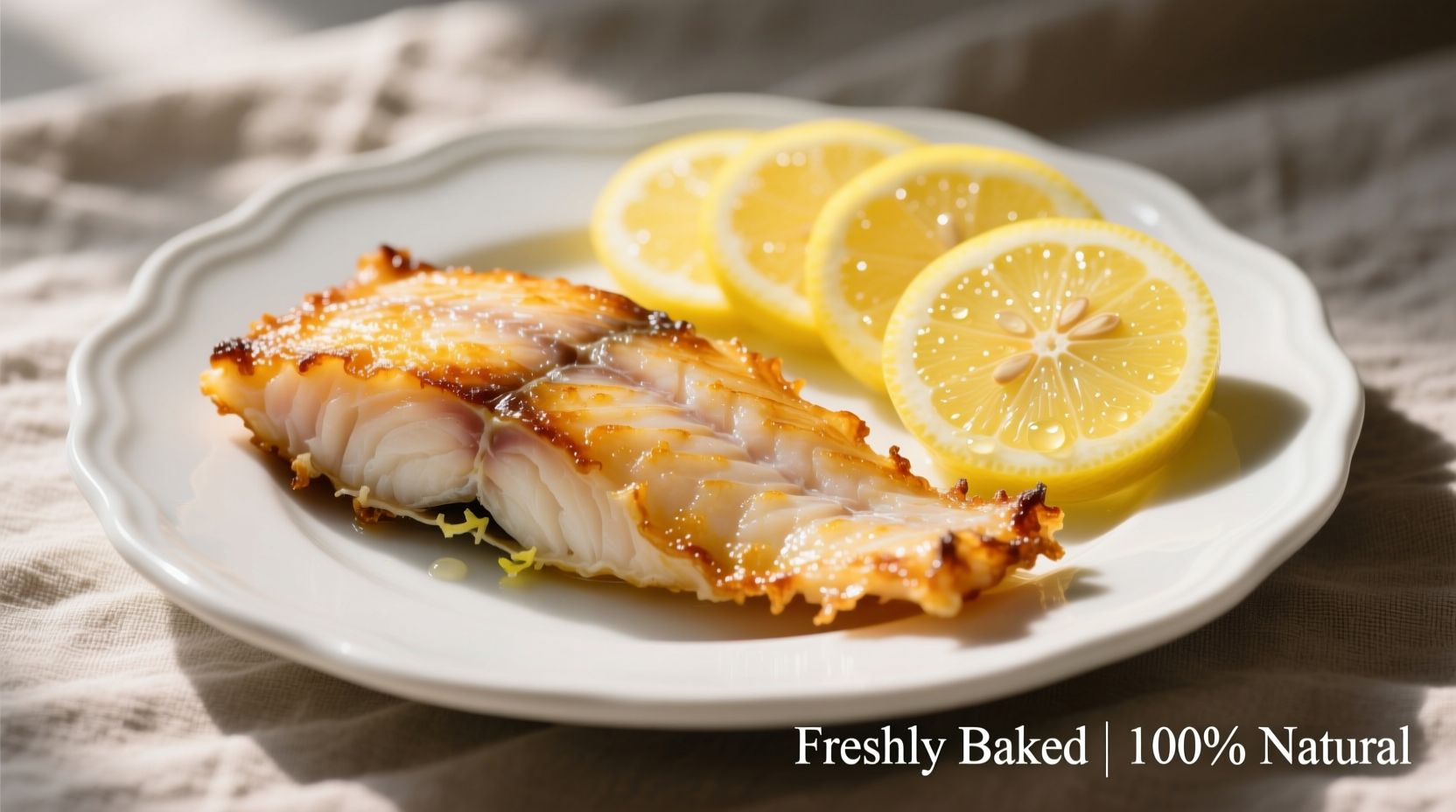 Perfectly cooked frozen cod fillet with lemon slices