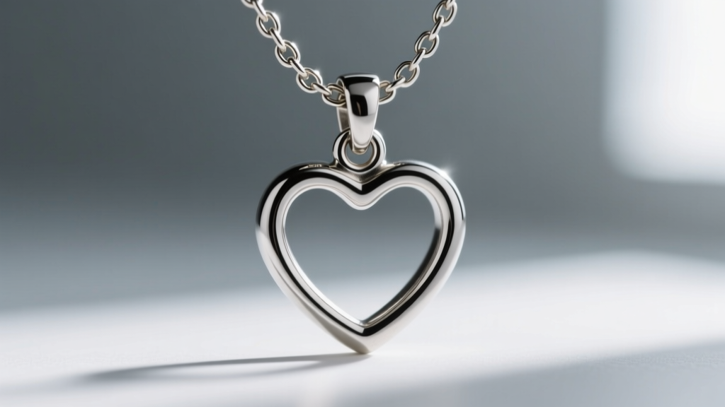 Extreme macro shot of a soldered loop bail on a heart pendant, showing a 1.2mm box chain threading through a reinforced jump ring.