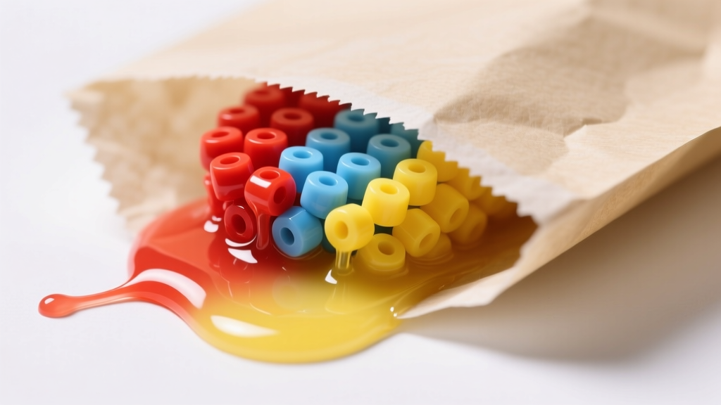 Macro shot of partially melted perler beads showing the exact moment the plastic edges fuse together under parchment paper