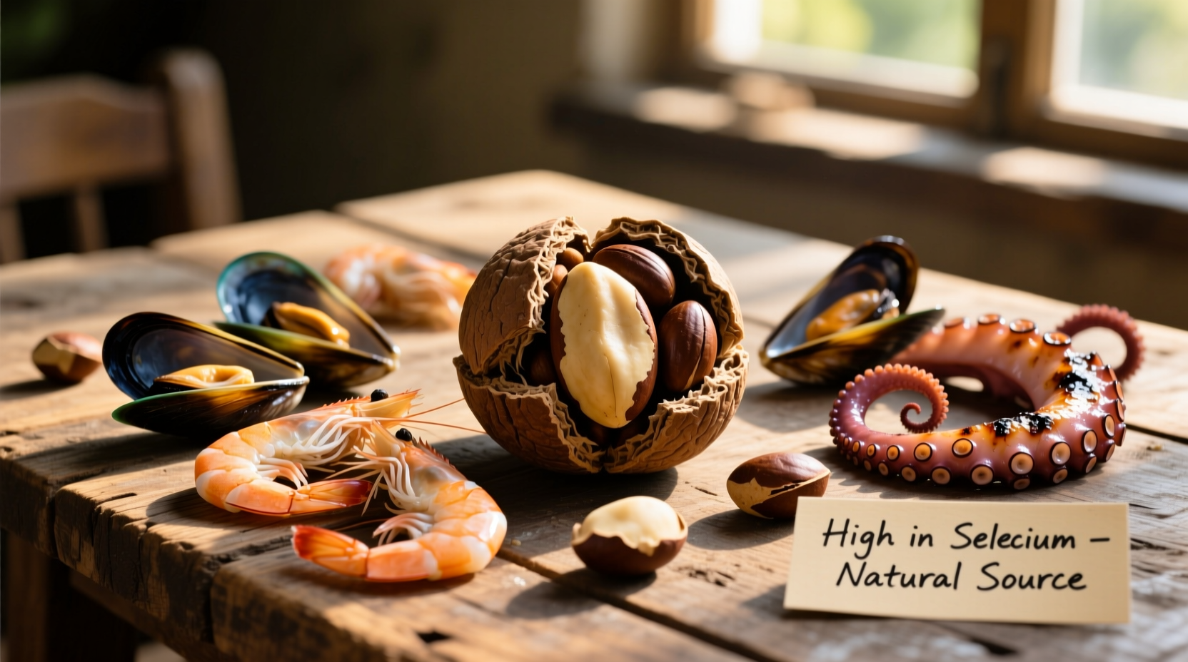 Brazil nuts and seafood high in selenium
