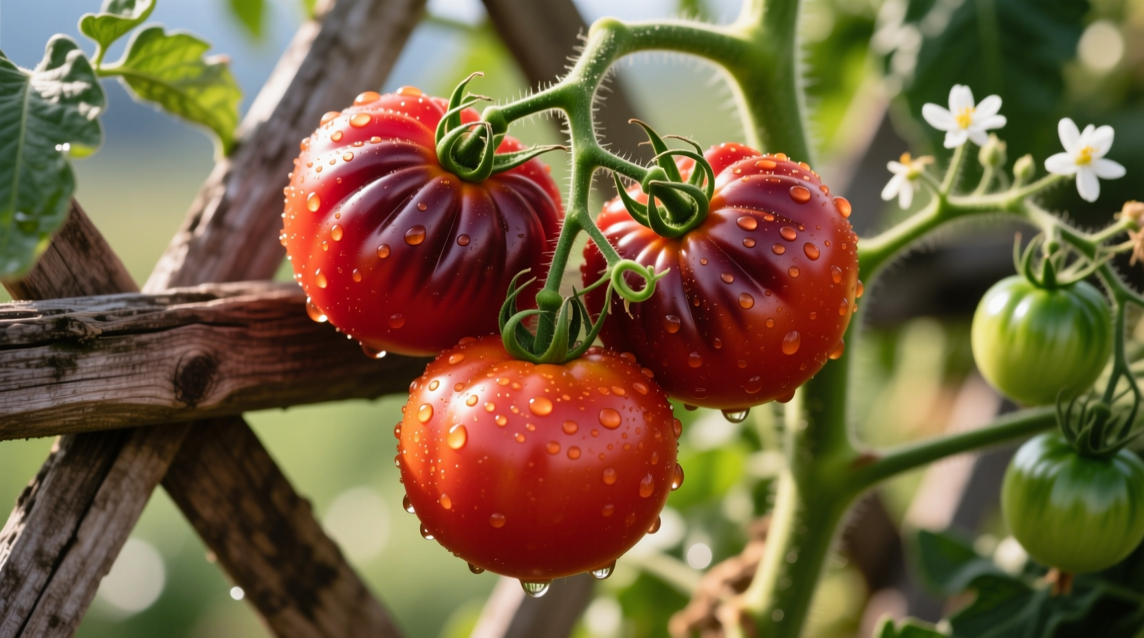 Ripe Costoluto Fiorentino tomatoes on vine