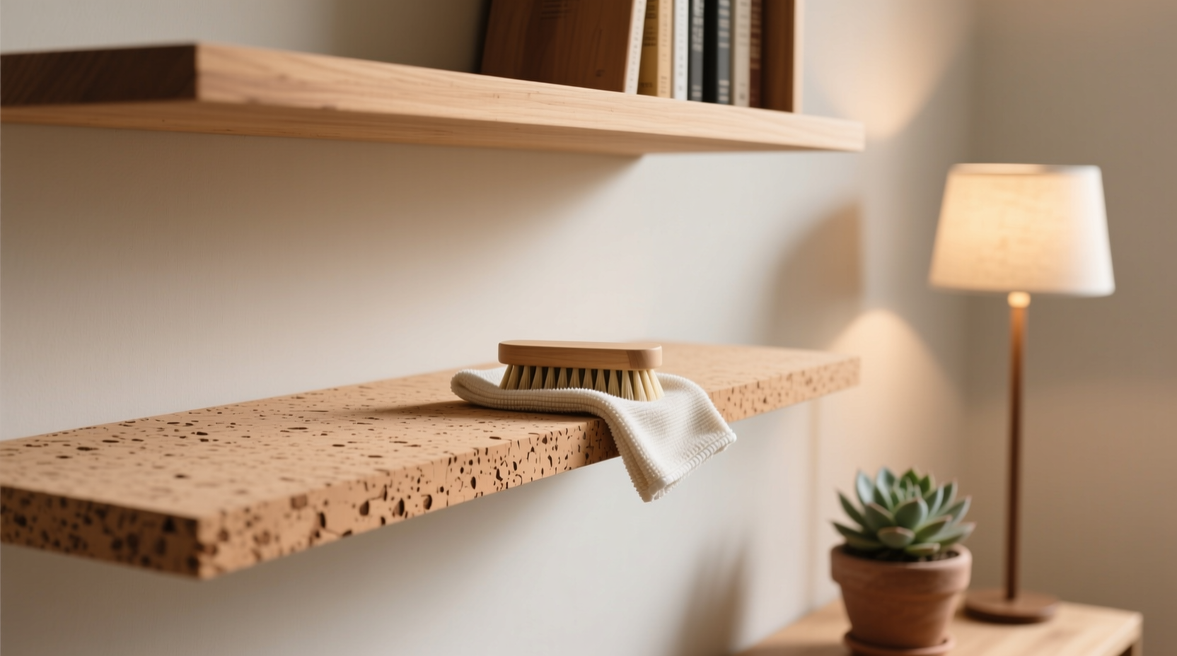 eco friendly cleaning tips for cork floating shelves