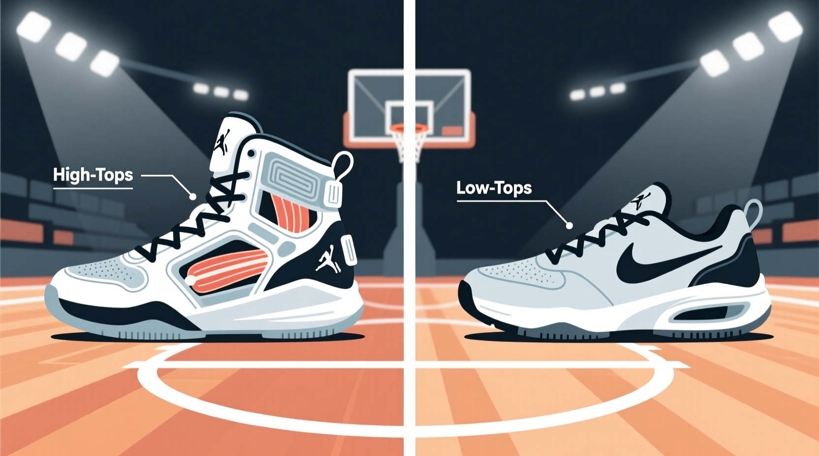 how to choose between high top and low top basketball shoes for ankle support