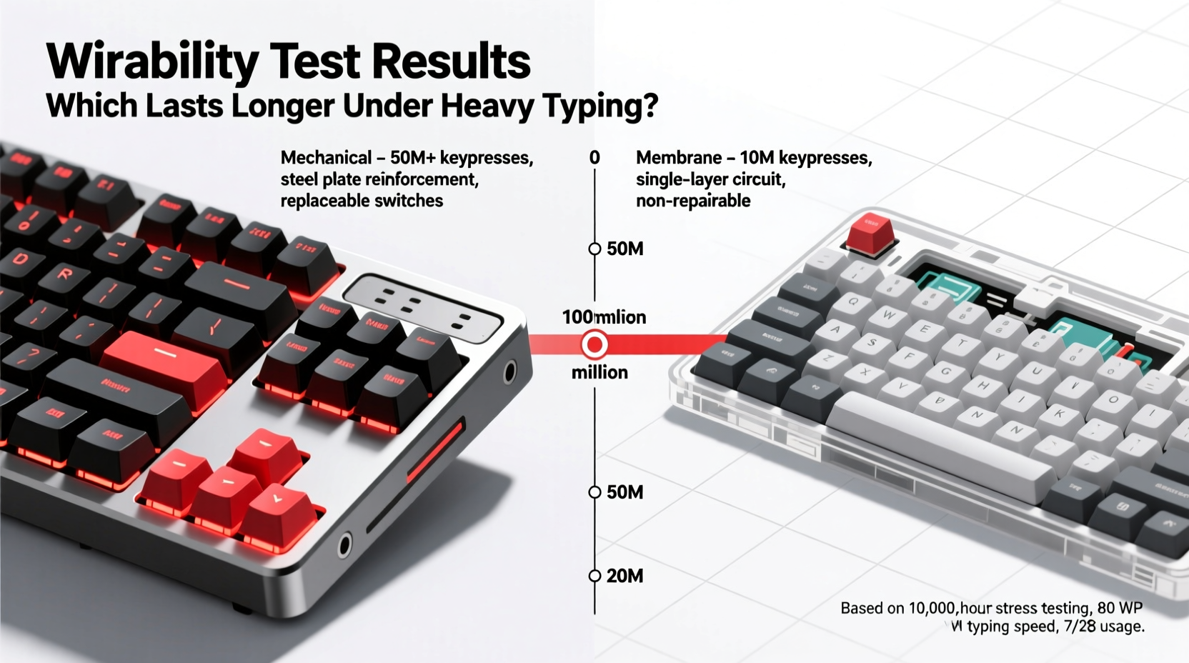 wireless mechanical keyboard vs membrane which lasts longer under heavy typing