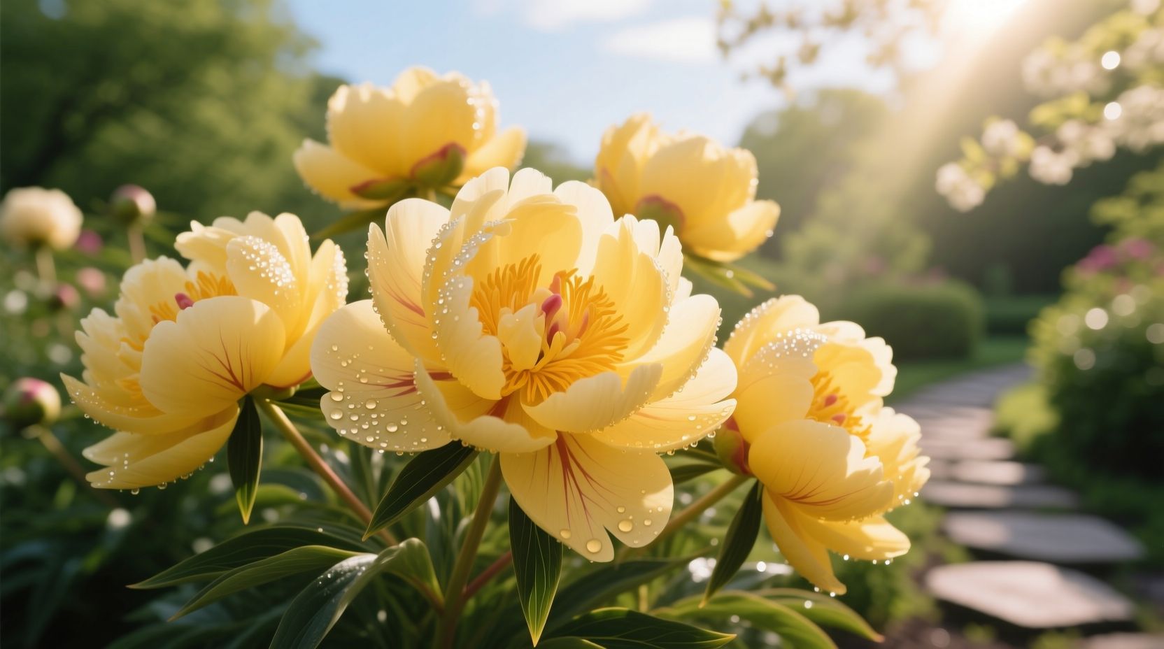 yellow peonies