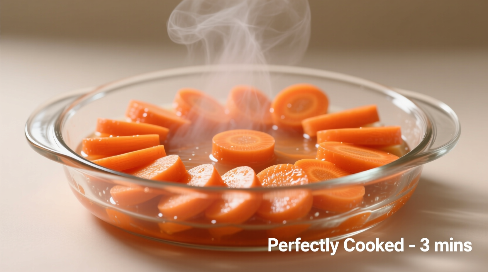Perfectly cooked microwave carrots in glass dish