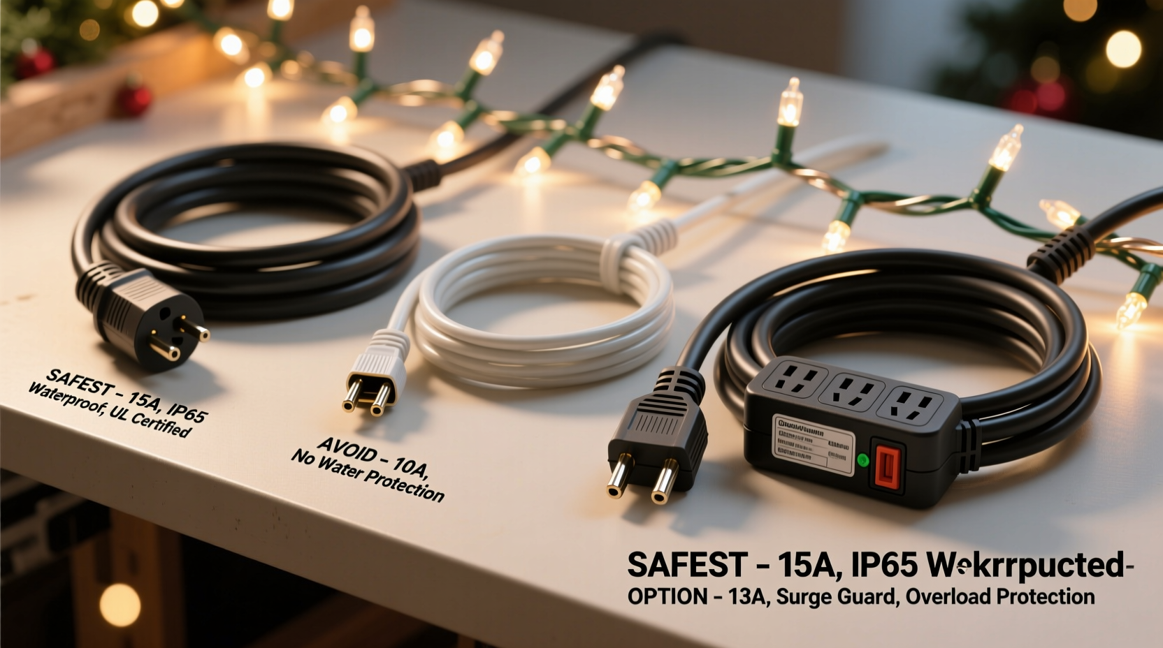 what kind of extension cord is safest for connecting multiple christmas light strands