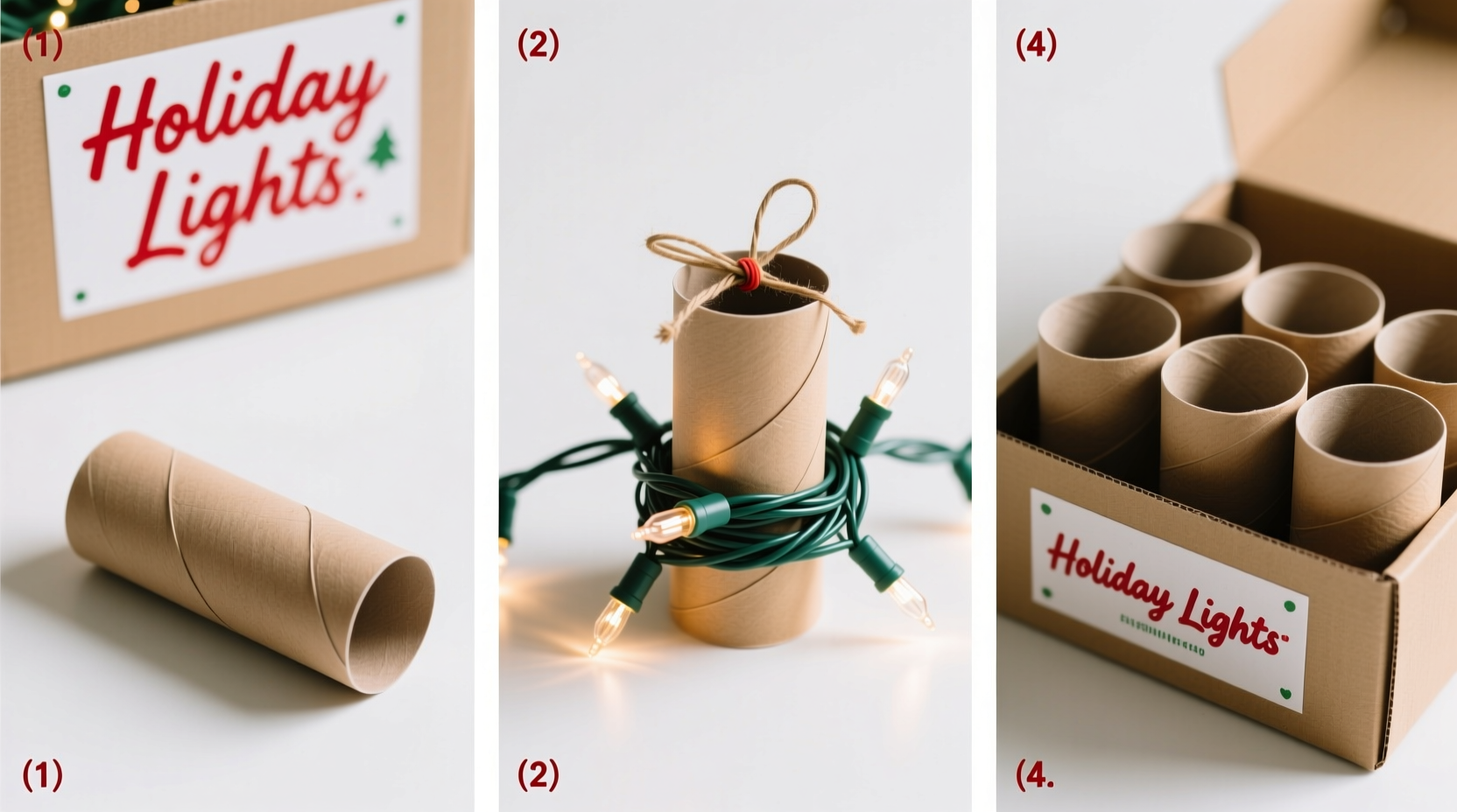 how to prevent christmas lights from tangling forever using paper towel rolls