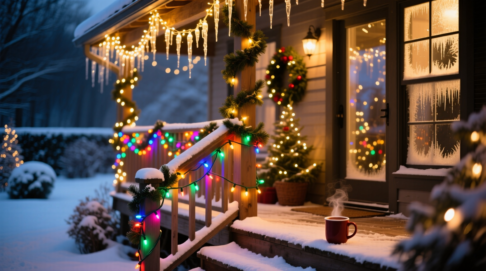 how to layer multiple types of christmas lights for maximum visual impact