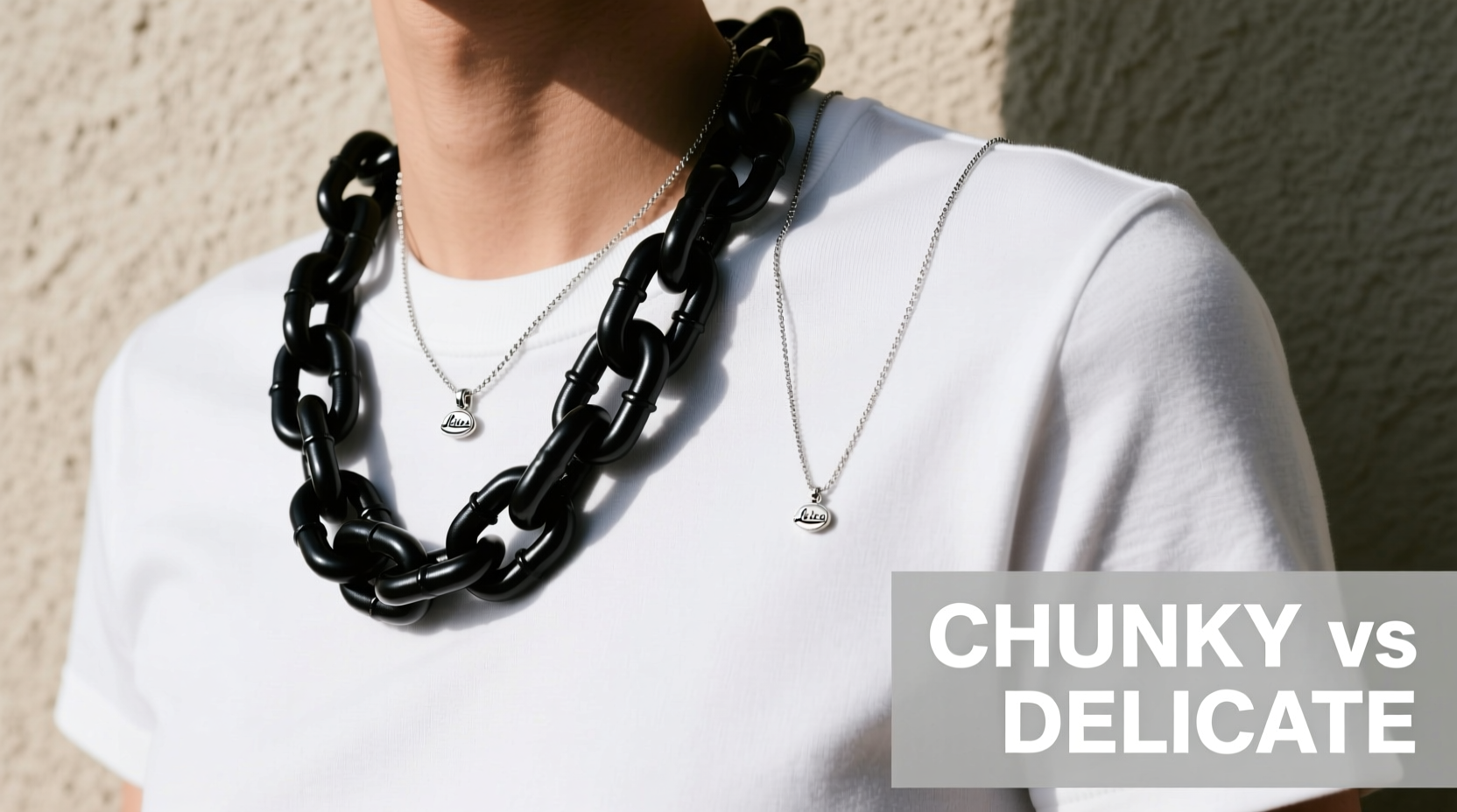 chunky chain necklaces vs delicate strands which elevates a basic tee more