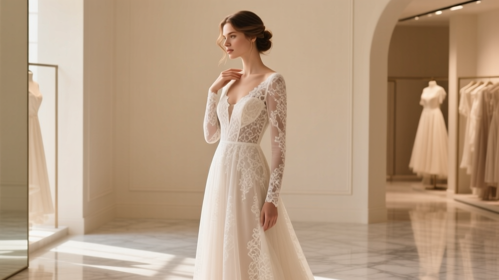 A-Line Lace Wedding Dress Long Sleeve Fitting Guide