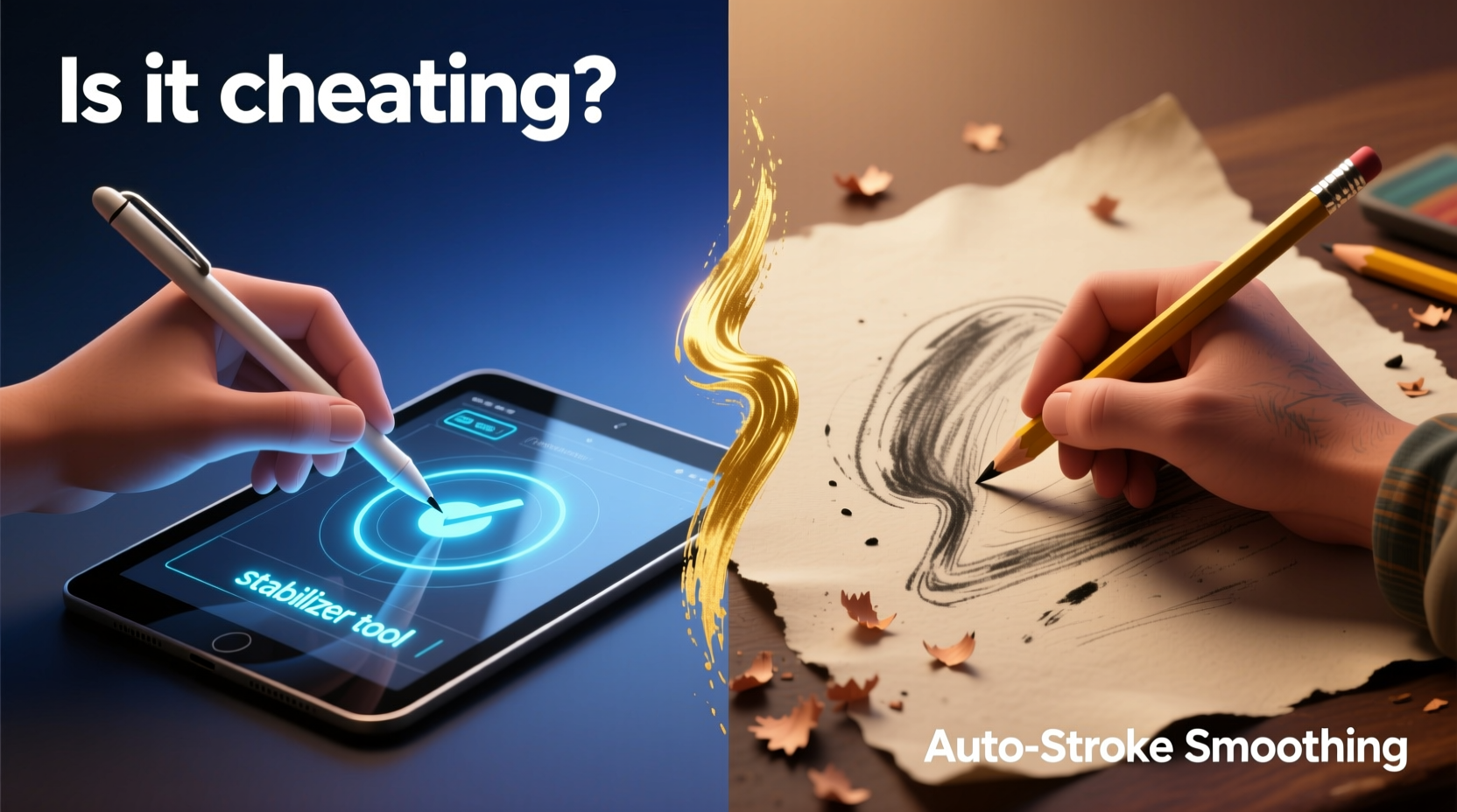 digital art vs traditional art is it cheating to use stabilizer tools