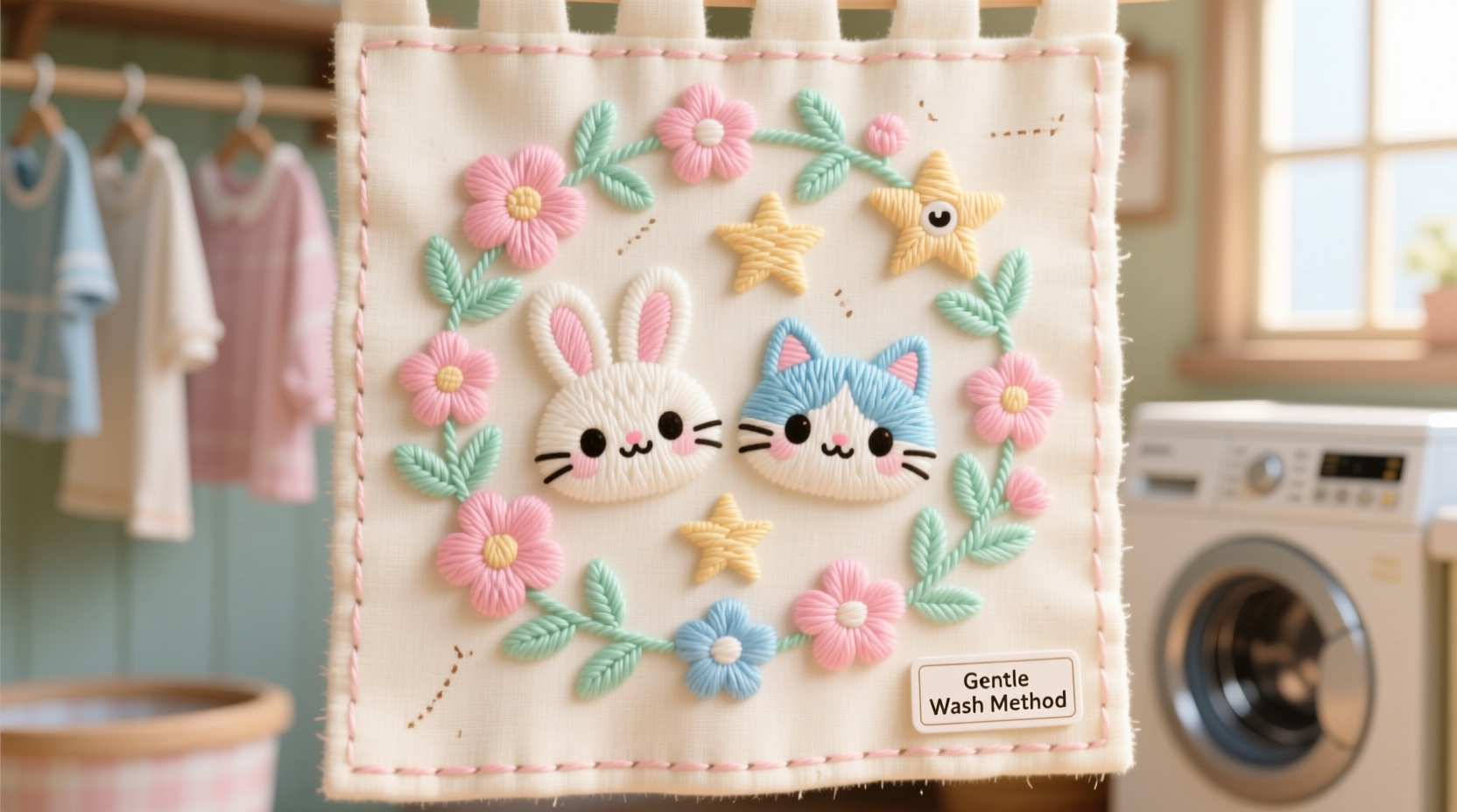 how to wash embroidered kawaii masks safely