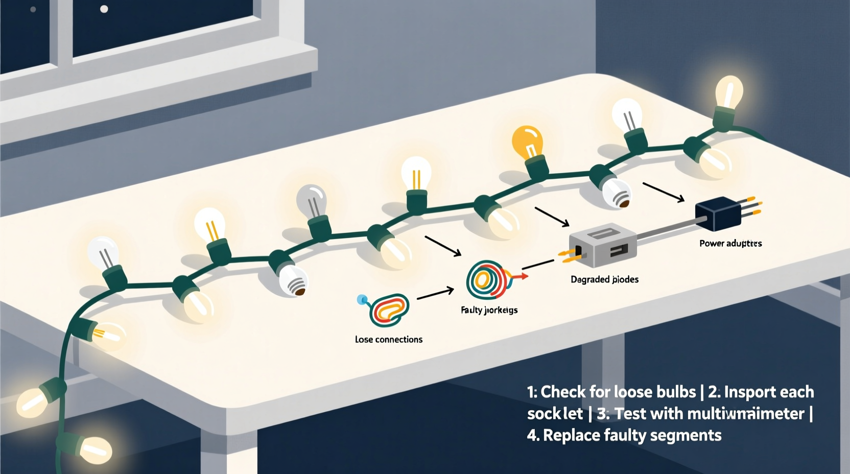 how to fix inconsistent brightness across a single string of christmas lights
