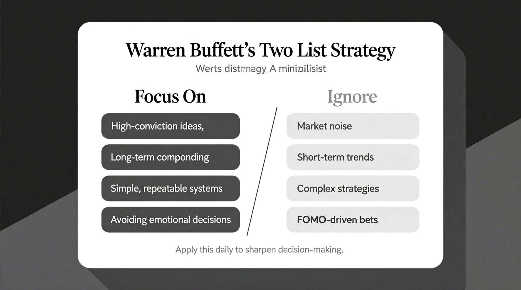 use warren buffett s two list strategy to focus on fi
