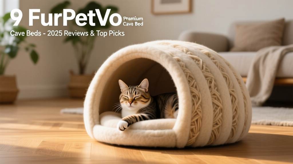Side view of the FurPetVo Premium Felt Cat Cave Bed showing its thick, sculpted wool walls and wide, inviting entrance