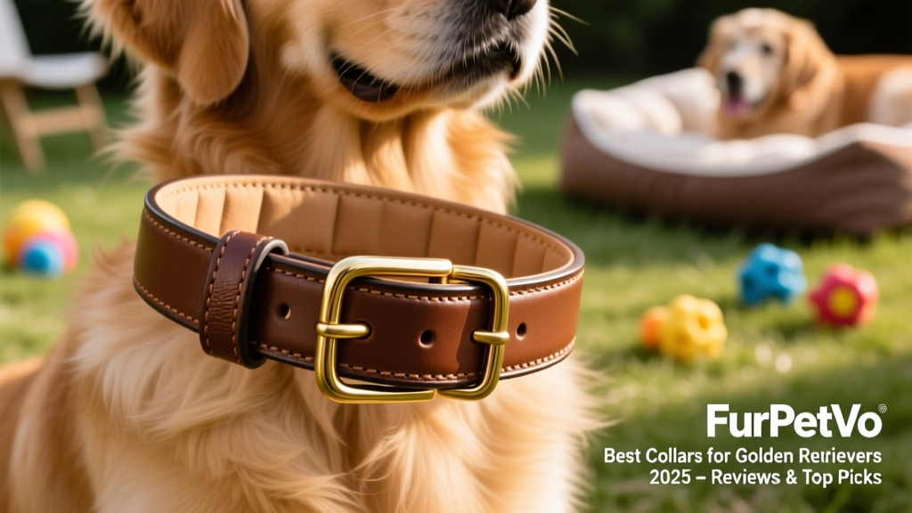 Close-up of FurPetVo Logical Leather collar showing padded interior, brass buckle, and smooth leather finish