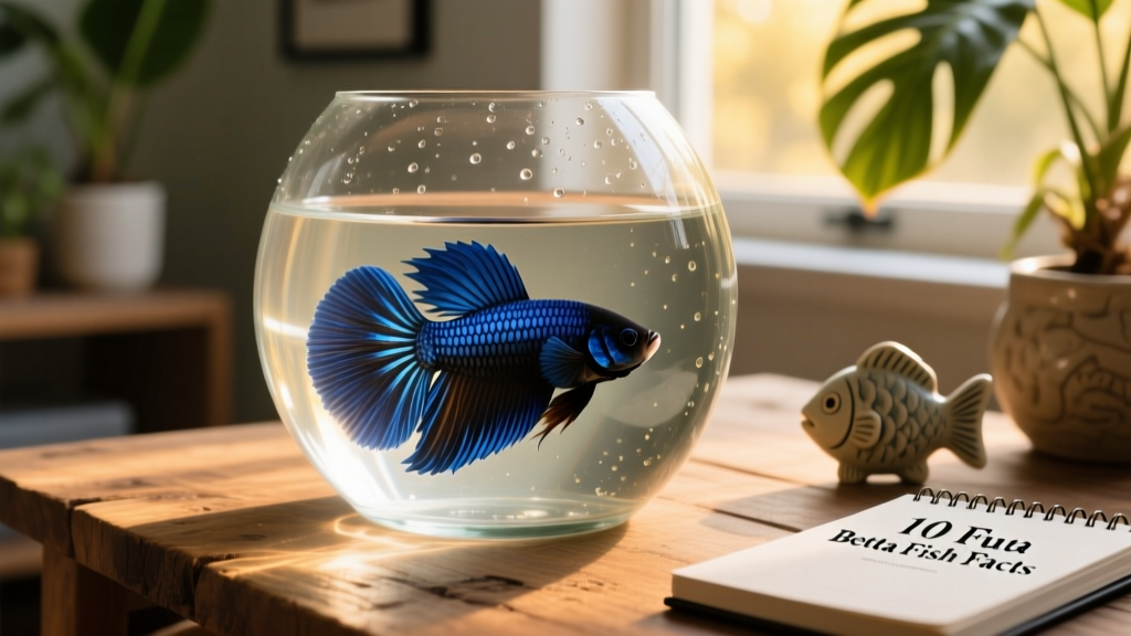 A dark blue betta fish swimming in a tank