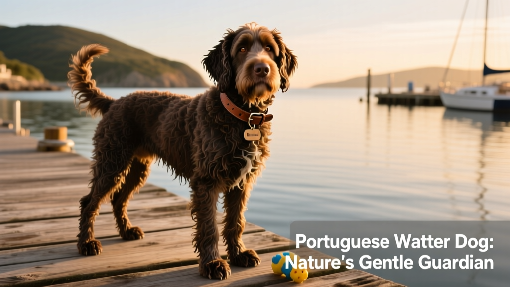 Portuguese Water Dog on dock