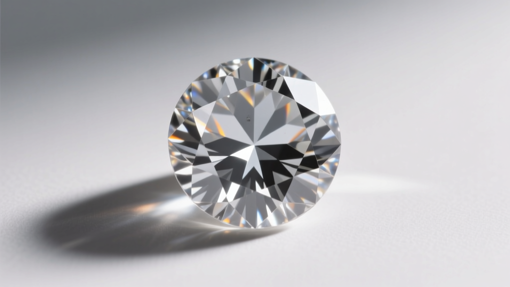 Top-down view of a loose rose cut diamond showing its flat base and domed top, highlighting subtle gray inclusions within the gem