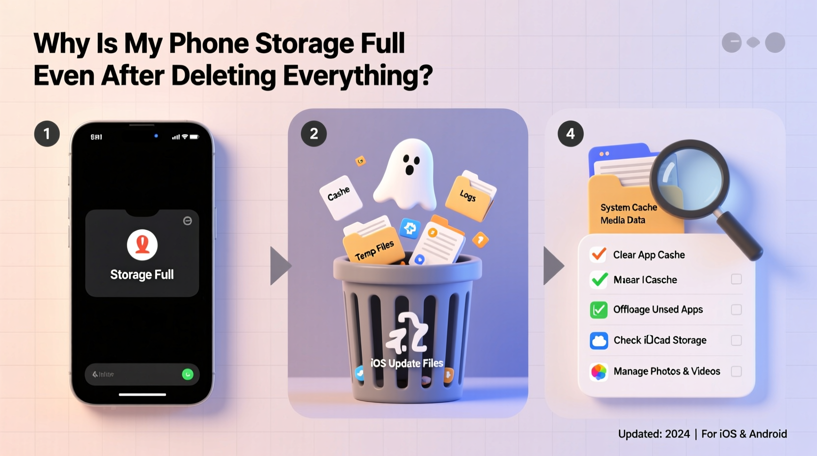 why is my phone storage full even after deleting everything hidden files guide