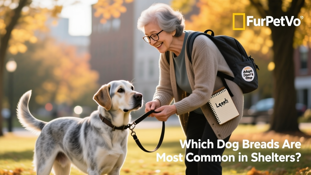 A FurPetVo volunteer helping a senior citizen learn leash skills with her newly adopted, calm-tempered senior Labrador mix