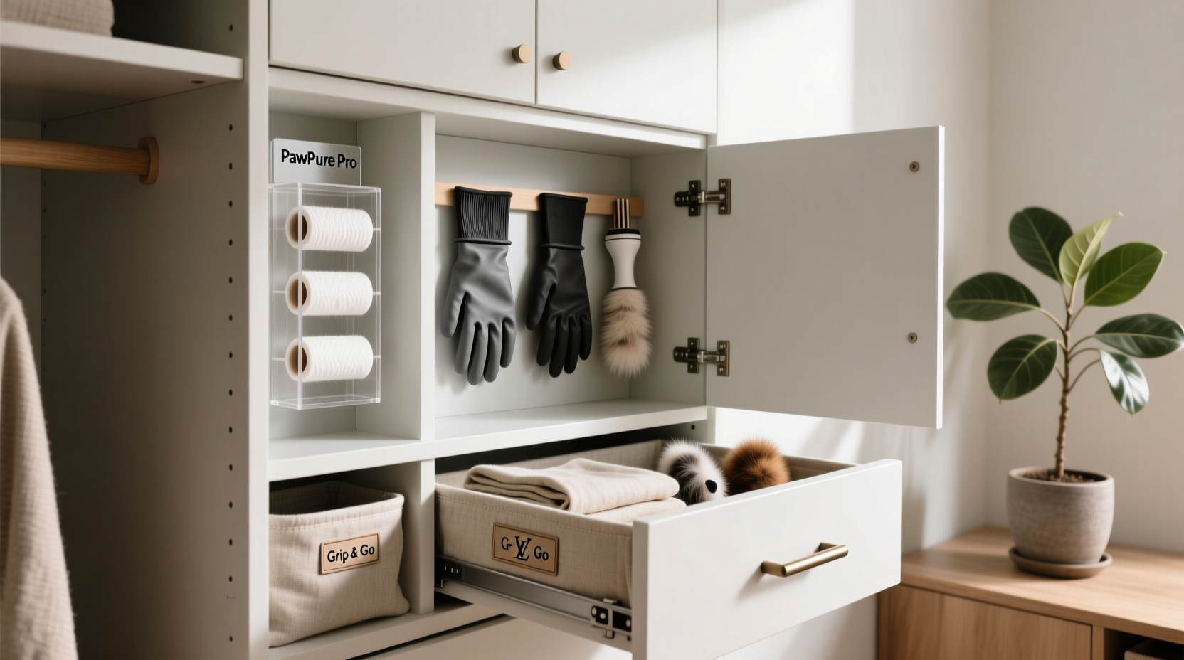 closet organization tips hide pet hair tools