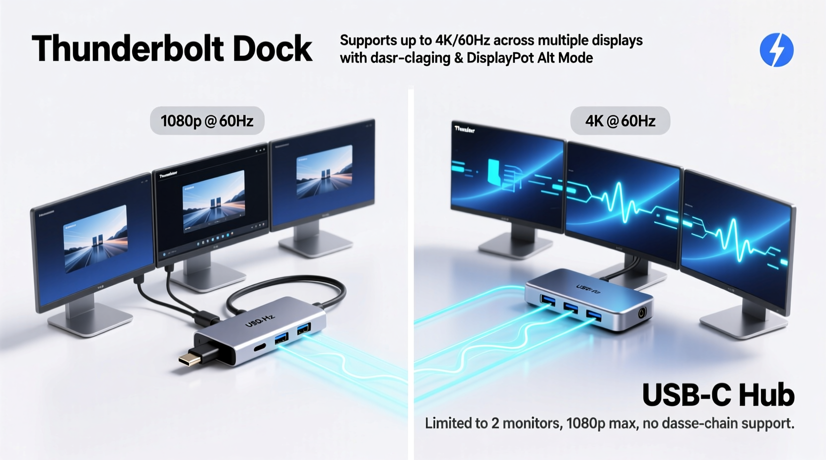 usb c hub vs thunderbolt dock which offers more reliable multi monitor support