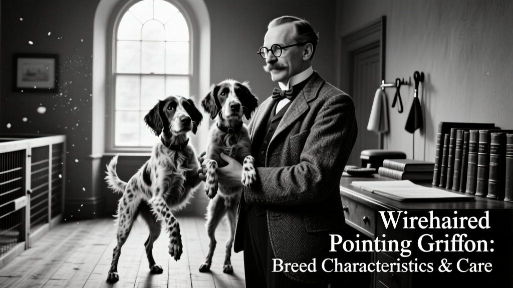 Historic black-and-white photo of Eduard Karel Korthals with early Wirehaired Pointing Griffons, circa early 1900s