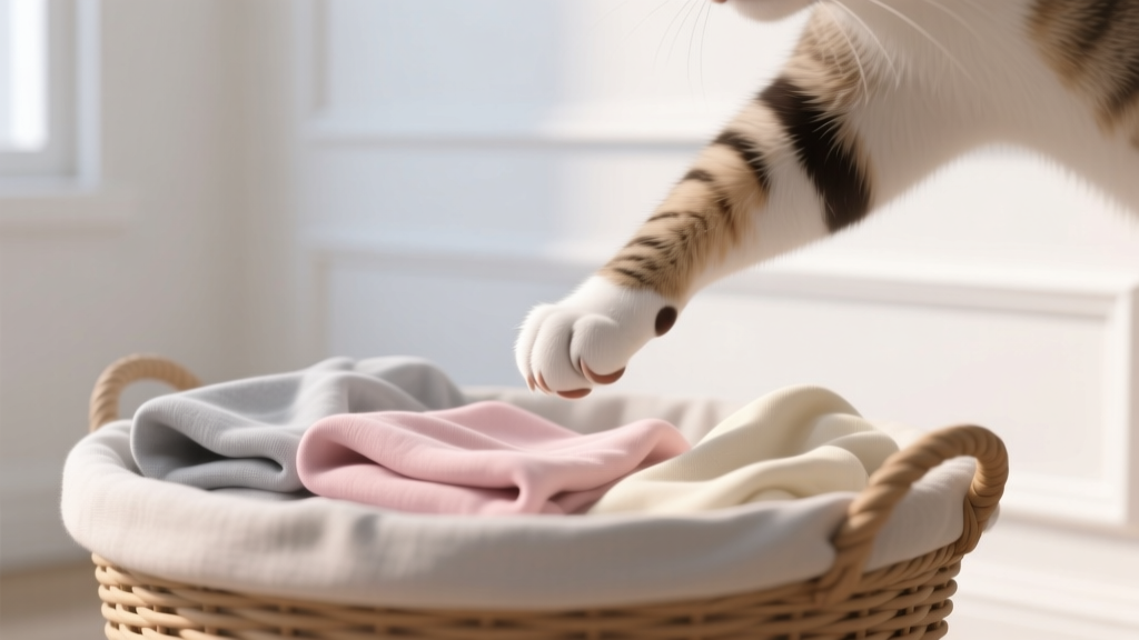 Cat Paw Reaching Into the Laundry Hamper: Nest